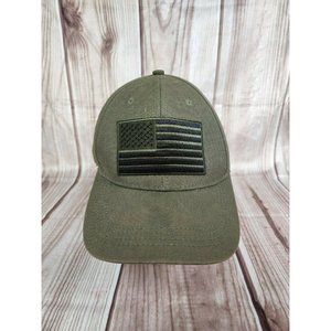 Pugs Hunter Green Embroidered USA Flag Hat One Size Adjustable Strapback